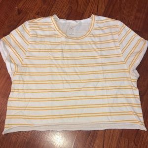 Pacsun yellow and white striped crop top